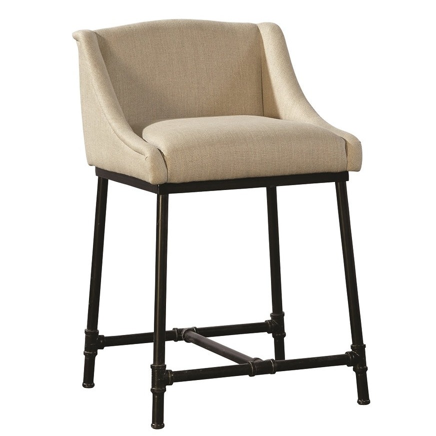 Linen and Iron Pipe Counter Stool